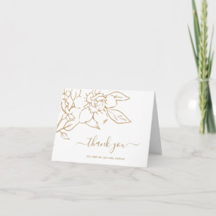 Goldene Linienkunst Florale Elegante Hochzeit Dankeskarte