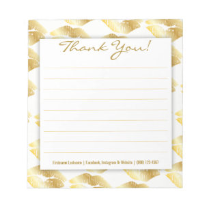 Goldene Lippen auf Weiß - Gewohnheit danken Ihnen Notizblock