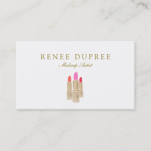 Goldene Lipstick Makeup Artist Beauty Salon Visitenkarte