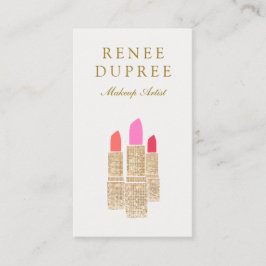 Goldene Lipstick Makeup Artist Beauty Salon Visitenkarte