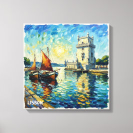 Goldene Lissabon Belem Turm Szene Leinwand Kunst