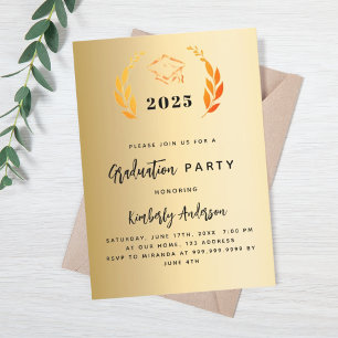 Goldene Lorbeerkranke 2025 Graduation Party Einladung