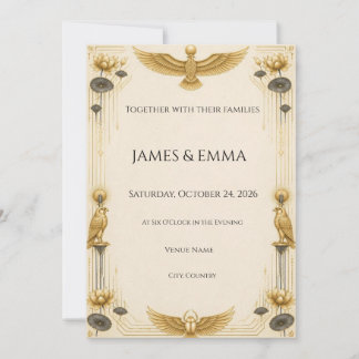 Goldene Lotus ägyptische Hochzeitseinladung Einladung