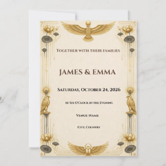 Goldene Lotus-Ägyptische Hochzeitseinladung Einladung