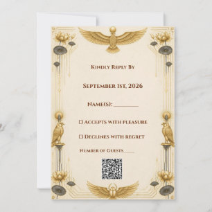 Goldene Lotus-Ägyptische RSVP-Karte Einladung