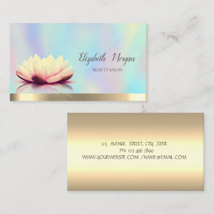 Goldene Lotus Holografische Eleganz Visitenkarte