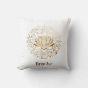 Goldene Lotus Mandala "Breathe" Yoga & Meditation Kissen