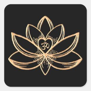 Goldene Lotus Quadratischer Aufkleber
