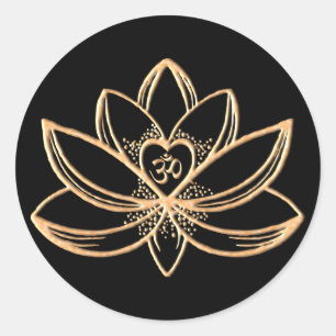 Goldene Lotus Runder Aufkleber