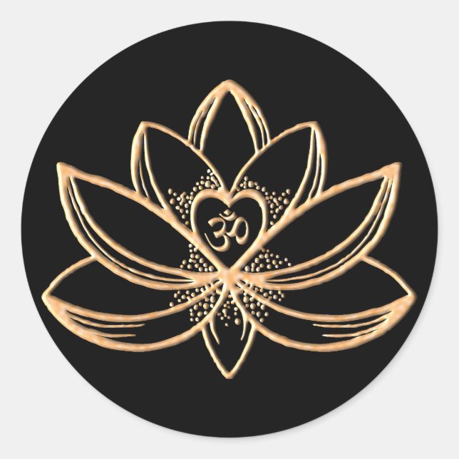 Goldene Lotus Runder Aufkleber (Vorderseite)