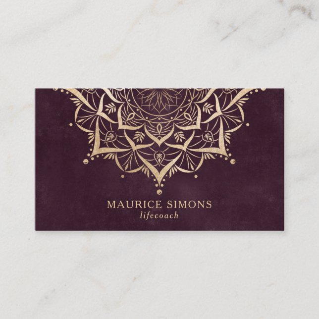 Goldene Lotus-Yogalehrerin Mandala Visitenkarte (Vorderseite)