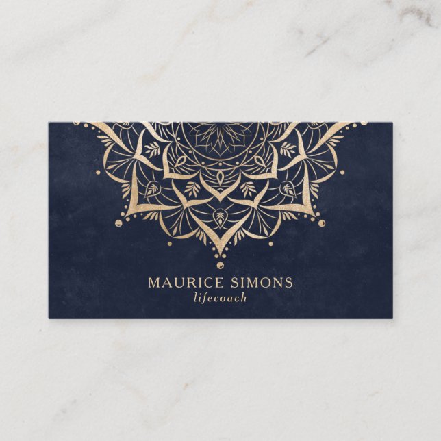 Goldene Lotus-Yogalehrerin Mandala Visitenkarte (Vorderseite)