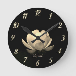 Goldene Lotusblumenlandschaft, Zen Runde Wanduhr