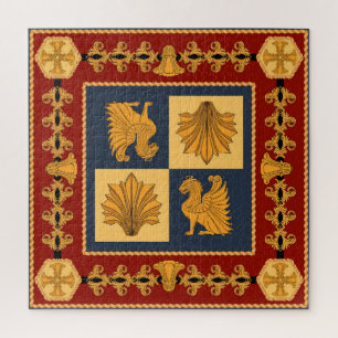 Goldene Löwen: Jugendstil-Schal-Design Puzzle