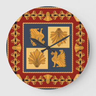 Goldene Löwen: Jugendstil-Schaldesign Große Wanduhr