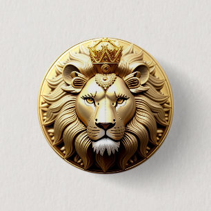 Goldene Löwenmedaille mit Krone Button