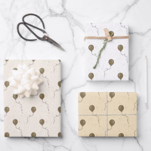 Goldene Luftballons und funkelnder Himmel Hochzeit Geschenkpapier Set