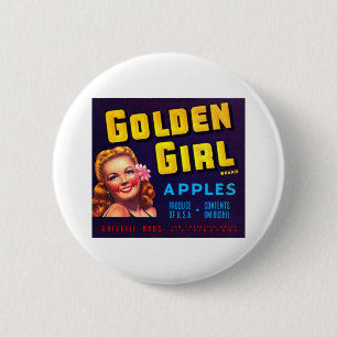 Goldene Mädchen-Äpfel Button
