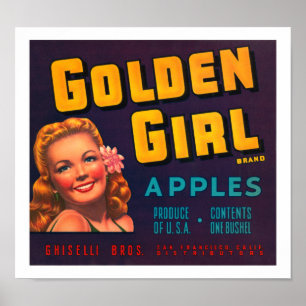 Goldene Mädchen-Äpfel Poster