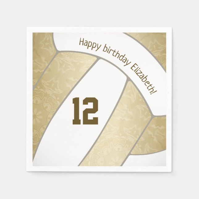 Goldene Mädchenvolleyballsportarten Serviette (Vorderseite)