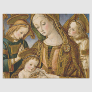 Goldene Madonna mit Kind Jesus und Engel Gewandt Seidenpapier