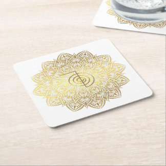 Goldene Mandala Cho Ku Rei Reiki-Symbol-Unterlagen Rechteckiger Pappuntersetzer