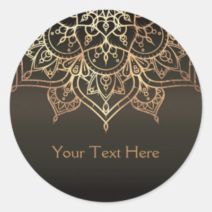 Goldene Mandala Erdig Braun Bronze Modern Favor Runder Aufkleber