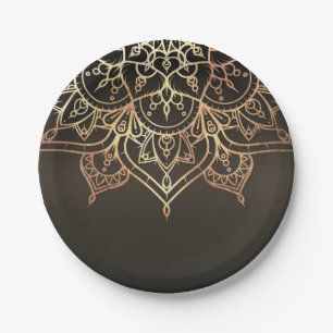 Goldene Mandala Erdig Braun Bronze Moderne Glamour Pappteller