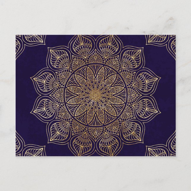 Goldene Mandala Postkarte (Vorderseite)