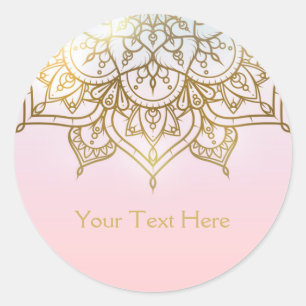 Goldene Mandala Rosa Pfirsich Chic Moderne Glamour Runder Aufkleber