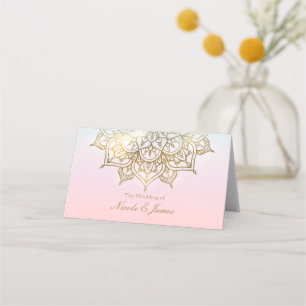 Goldene Mandala Rosa Pfirsich Chic Moderne Tischbe Platzkarte