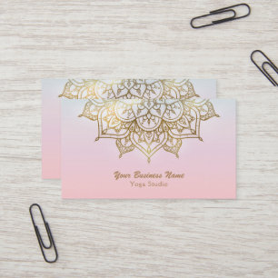 Goldene Mandala Rosa Pfirsich Chic Modernes Yoga-S Visitenkarte
