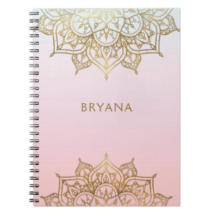 Goldene Mandala Rosa Pfirsich Schick Glamour Moder Notizblock