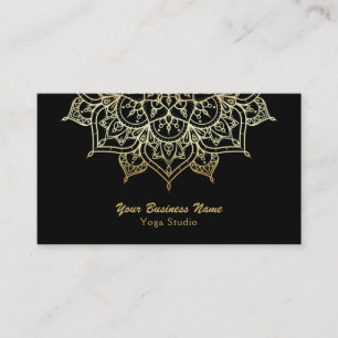 Goldene Mandala Schwarzes Elegantes Chic Modernes  Visitenkarte