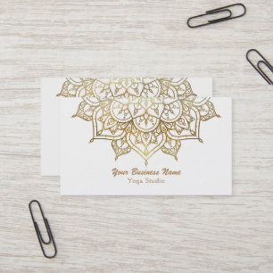 Goldene Mandala Weiße Chic Elegante Moderne Yoga Visitenkarte