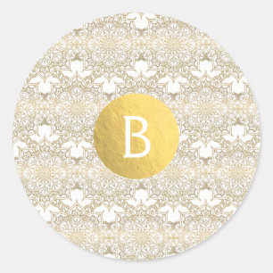 Goldene Mandala Weiße Moderne Elegante Hochzeitsgu Runder Aufkleber