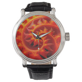 Goldene Mandelbrot-Menge mit Farnakzenten Armbanduhr