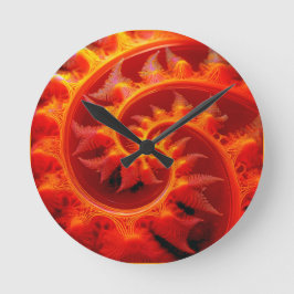 Goldene Mandelbrot-Menge mit Farnakzenten Runde Wanduhr