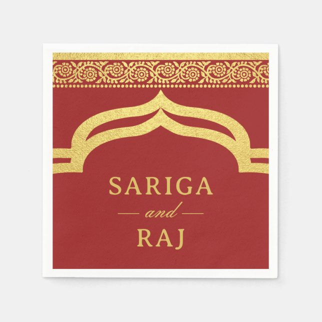 Goldene Marigold Blume Mundap Canopy Arch Wedding Serviette (Vorderseite)