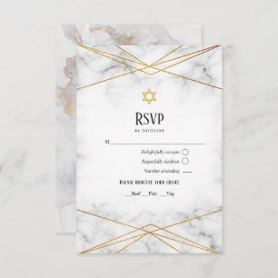 Goldene Marmorgeometrie Bat Mitzvah RSVP Karte