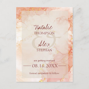 Goldene Marmorkulisse Elegante Hochzeit Ankündigungspostkarte