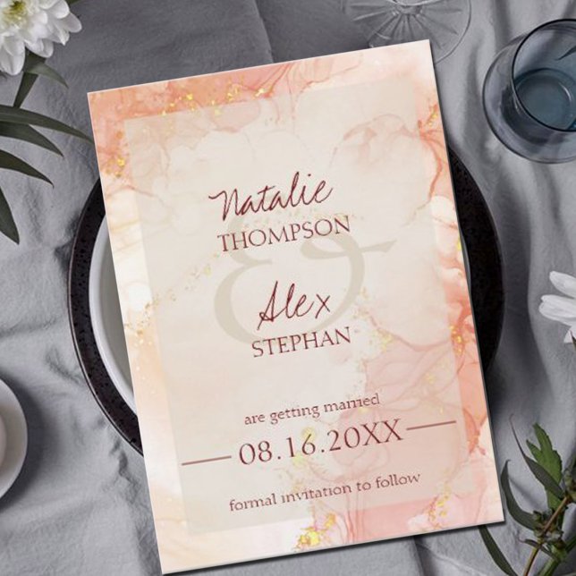 Goldene Marmorkulisse Elegante Hochzeit Save The Date (Von Creator hochgeladen)