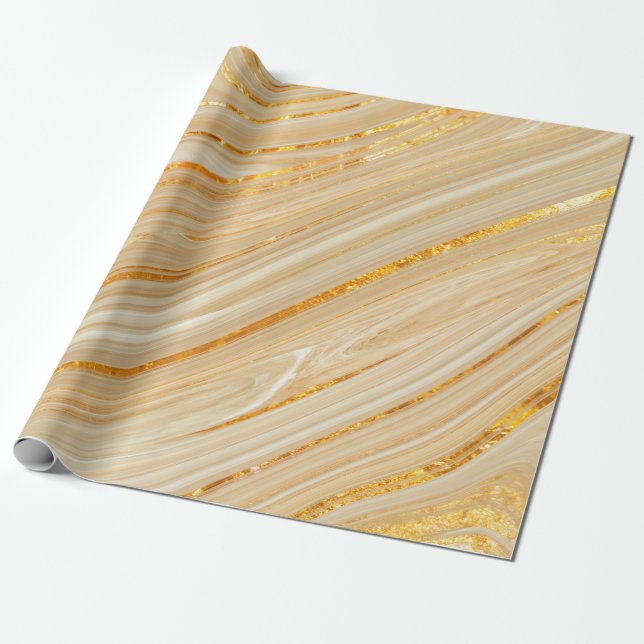 Goldene Marmorstruktur Geschenkpapier (Ungerollt)