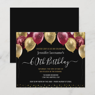 Goldene Maroon Glitzer Balloons 60. Geburtstag