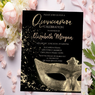Goldene Maske, Konfetti Quinceañera  Einladung