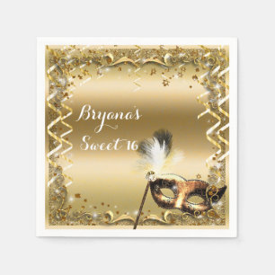 Goldene Maskenbild-Maske Eleganter Ball Geburtstag Serviette