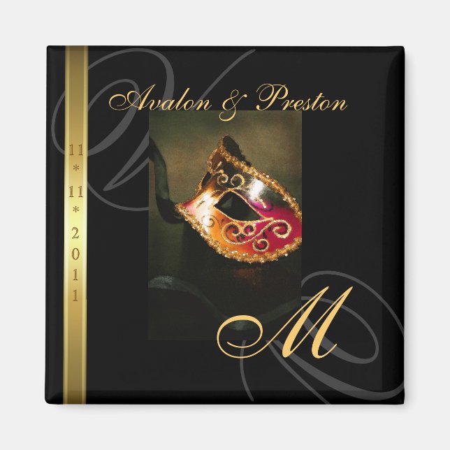 Goldene Maskerade Maskerade Maske Speichern Sie da Magnet (Vorne)