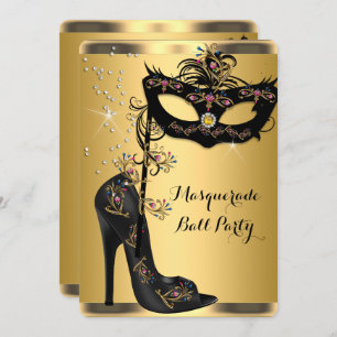 Goldene Maskerade Party Maske Jewel Einladung