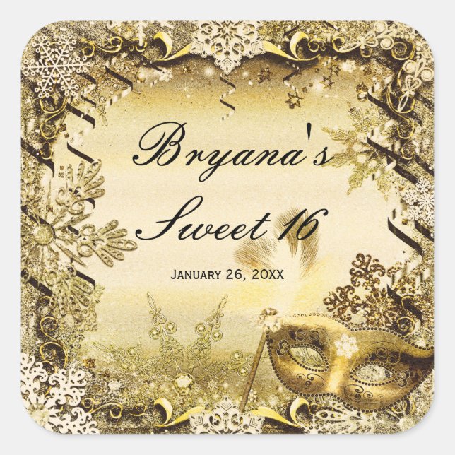 Goldene Maskerade Pinacoteca comunale Casa Rusca Quadratischer Aufkleber (Vorderseite)