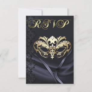 Goldene Masquerade Schwarze Juwelen RSVP Einladung